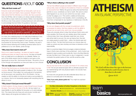 Atheism - An Islamic Perspective (1-2)